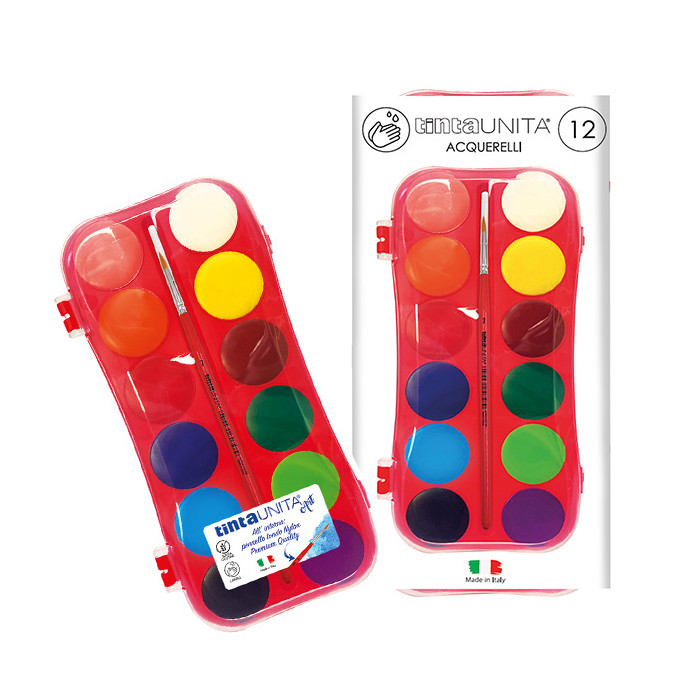ACQUERELLI TINTA UNITA STANDARD 12 PEZZI