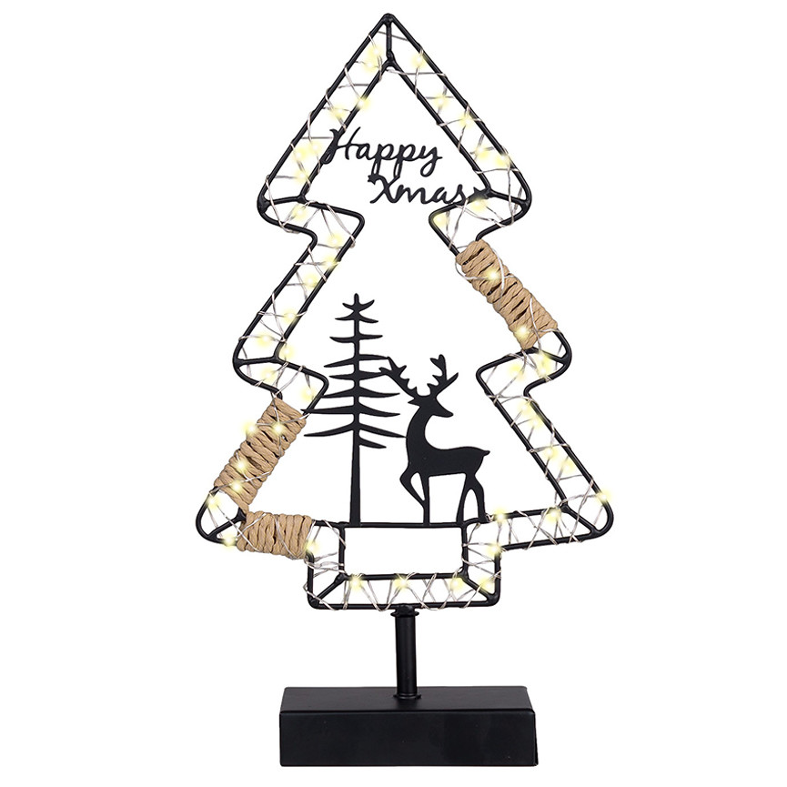 ALBERO METALLO C/LUCI LEDBIANCO BATT.H35CM 80119
