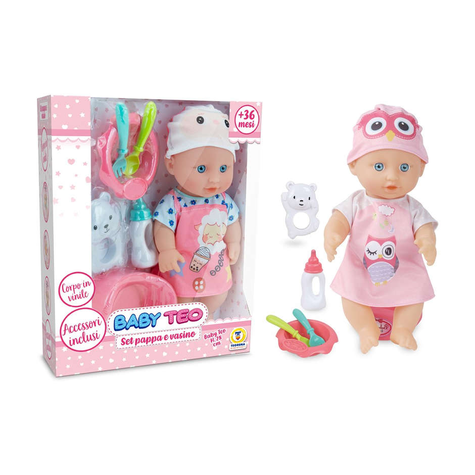 BABY BEBE CON SET PAPPA EVASINO 2 MODELLI 28CM