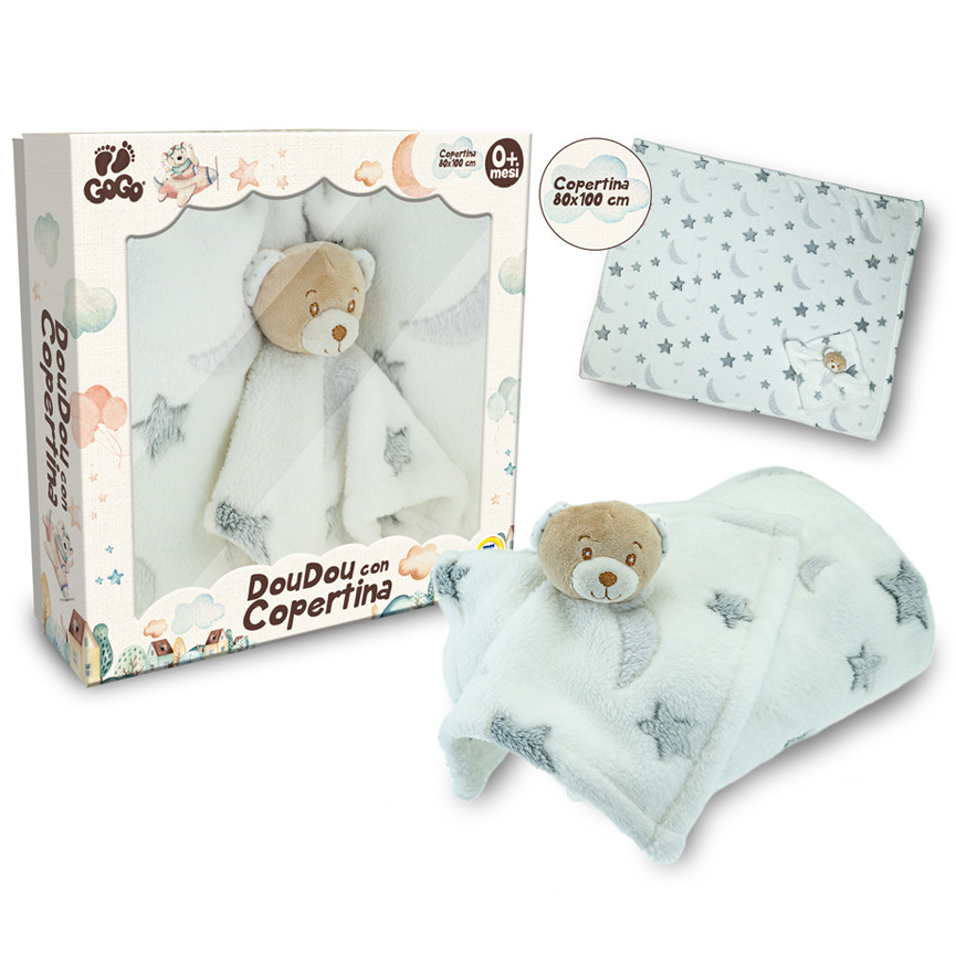 BABY SET COPERTINA + DOUDOU WHITE/BEIGE 39610