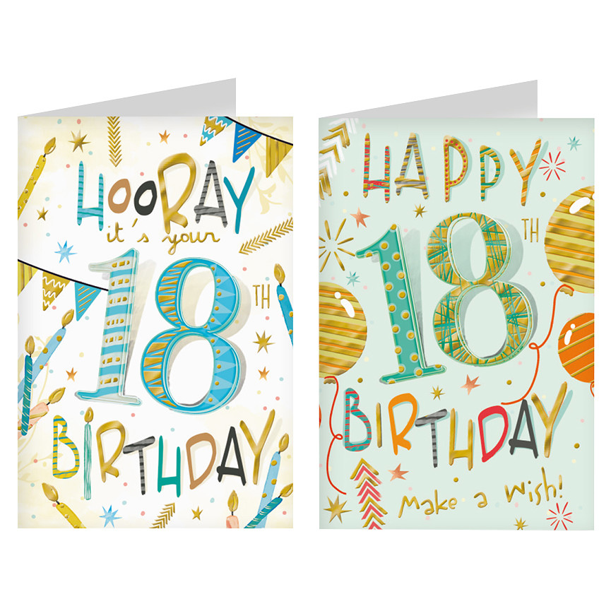 BIGLIETTI 18 ANNI COMPLEANNO RAGAZZO C/ORO