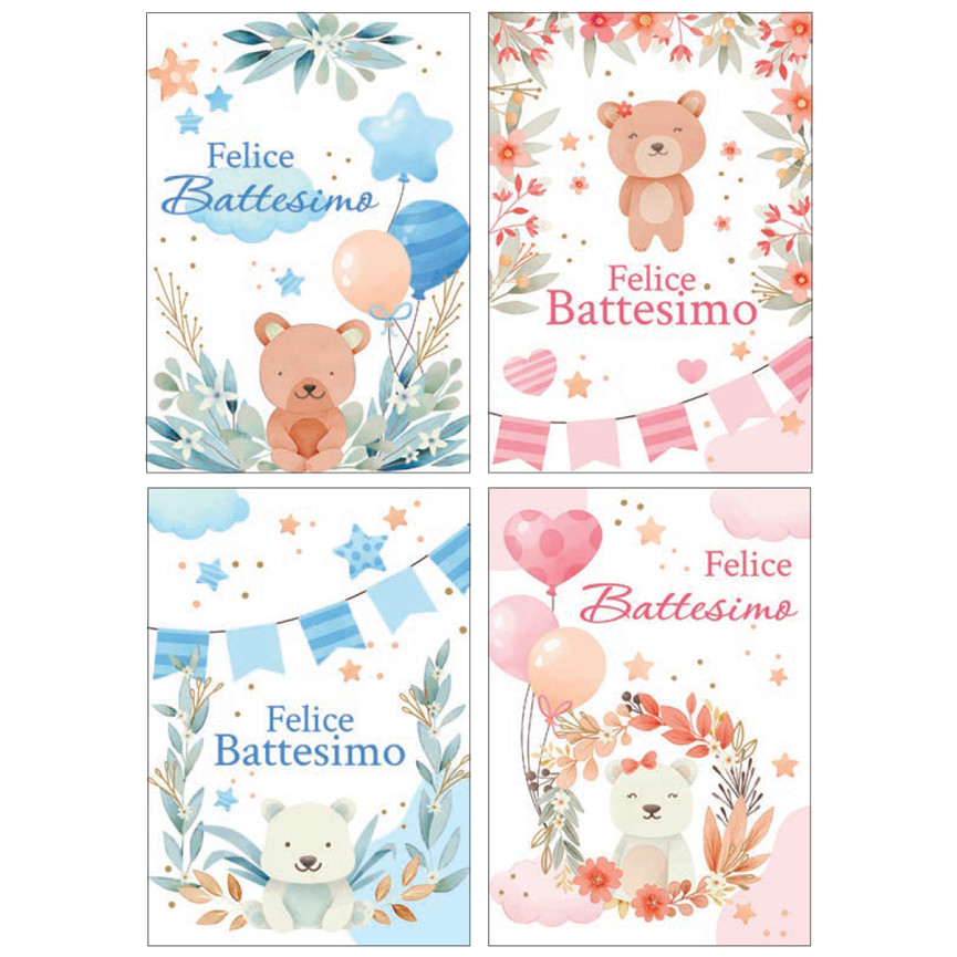 BIGLIETTI BATTESIMO PORTASOLDI ROSA E AZZURRO