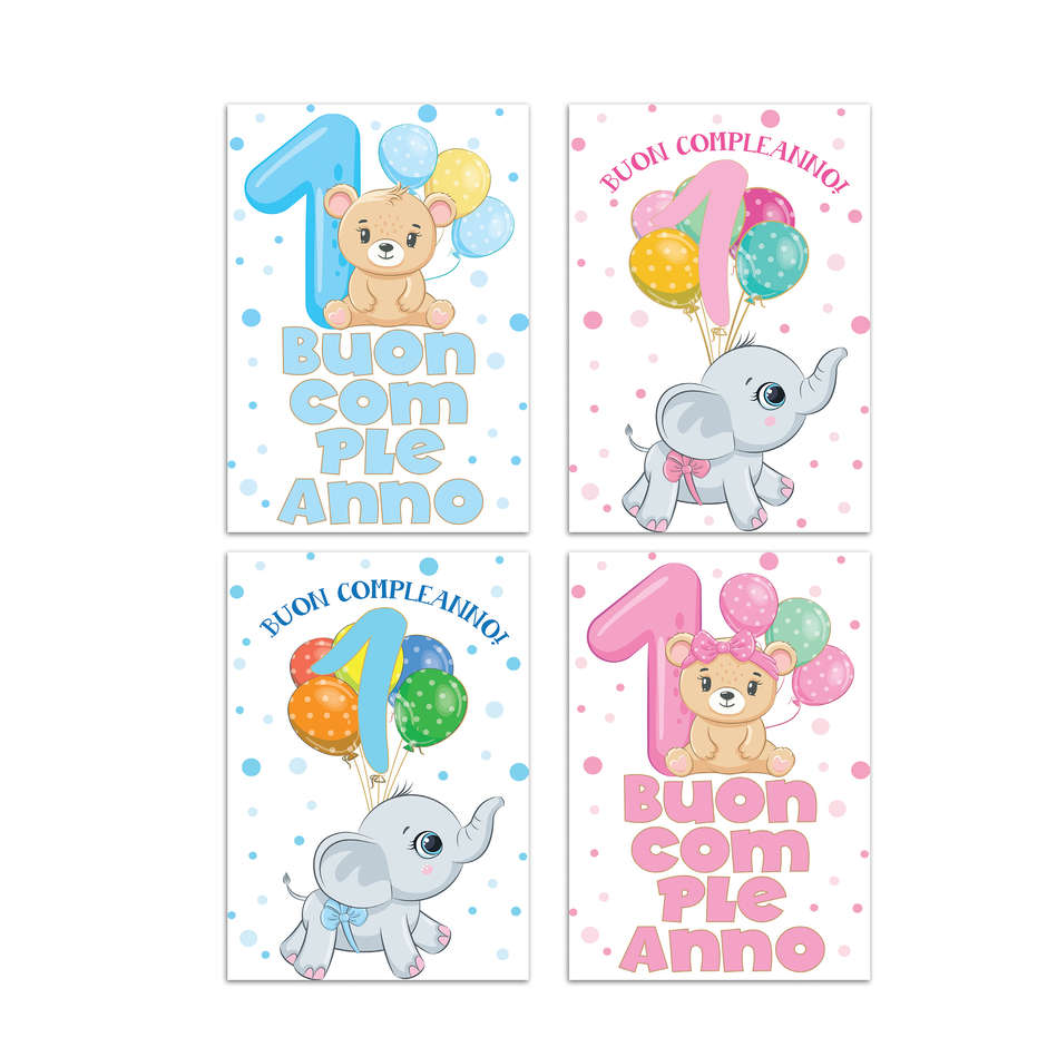 BIGLIETTI BUON COMPLEANNO 1 ANNO BIMBI