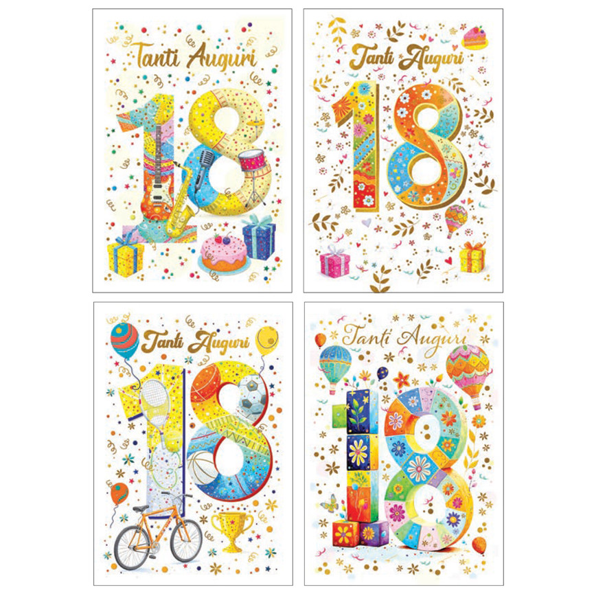 BIGLIETTI BUON COMPLEANNO 18 ANNI SPARKLING