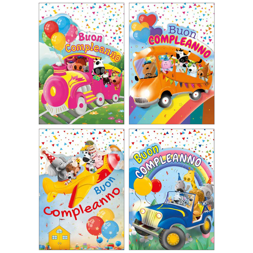 BIGLIETTI BUON COMPLEANNO BIMBI ANIMALI