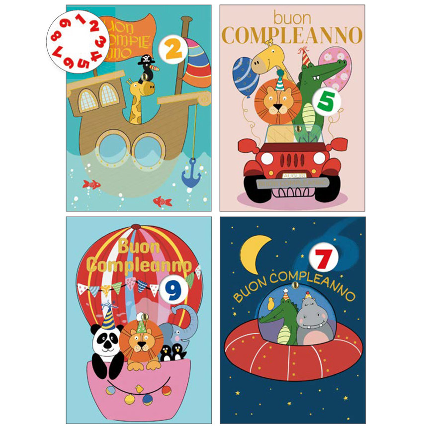 BIGLIETTI BUON COMPLEANNO CON DISCO BIMBI