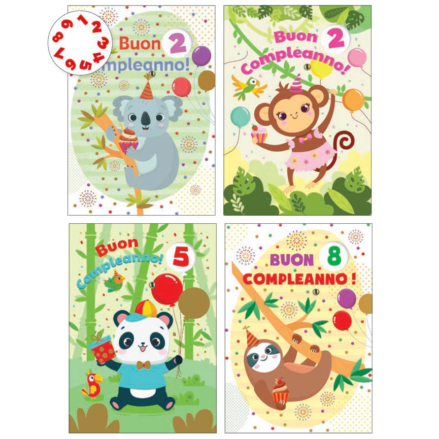 BIGLIETTI BUON COMPLEANNO CON DISCO BIMBI