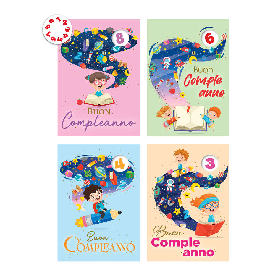 BIGLIETTI BUON COMPLEANNO CON DISCO BIMBI