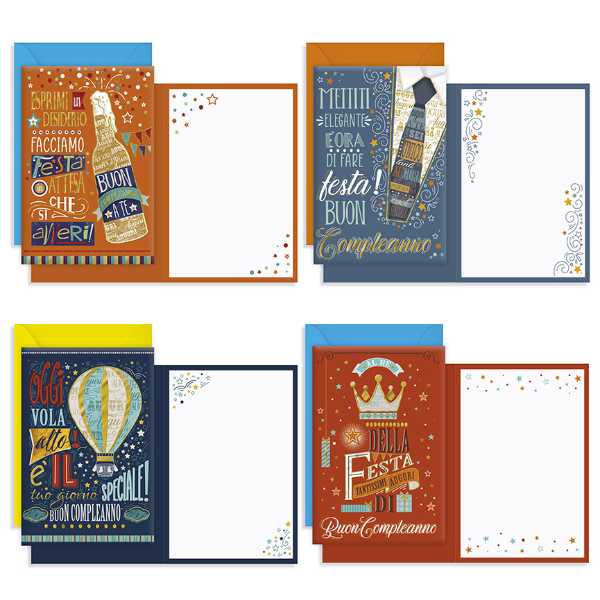 BIGLIETTI BUON COMPLEANNO LETTERING MASCHILE