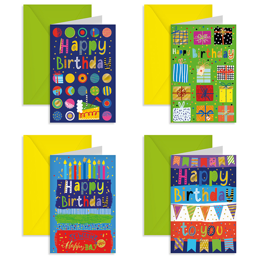 BIGLIETTI BUON COMPLEANNO MULTICOLOR