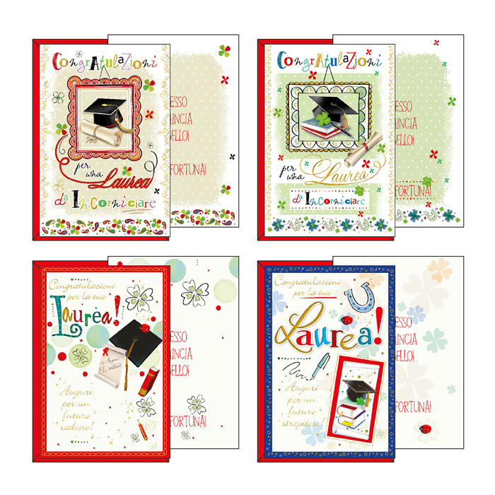 BIGLIETTI LAUREA C/CORNICI 4SOGG.07546601