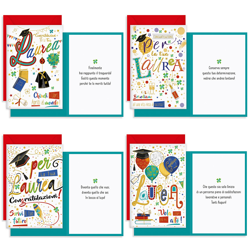 BIGLIETTI LAUREA CON QUADRIFOGLI 07569701