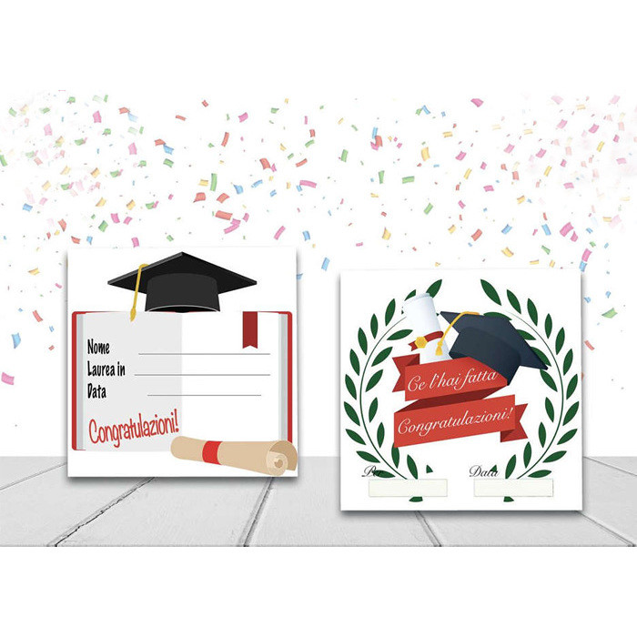 BIGLIETTI LAUREA TARGA REGALO 16X16CM