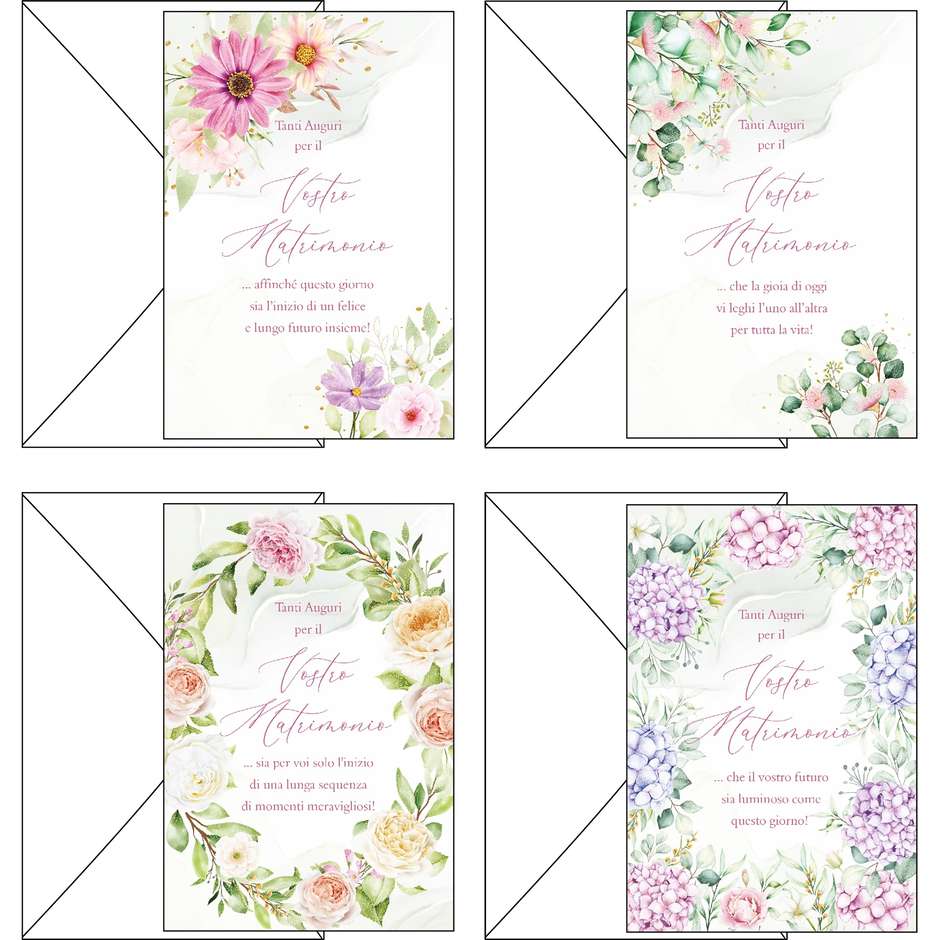 BIGLIETTI MATRIMONIO FIORI E DEDICHE