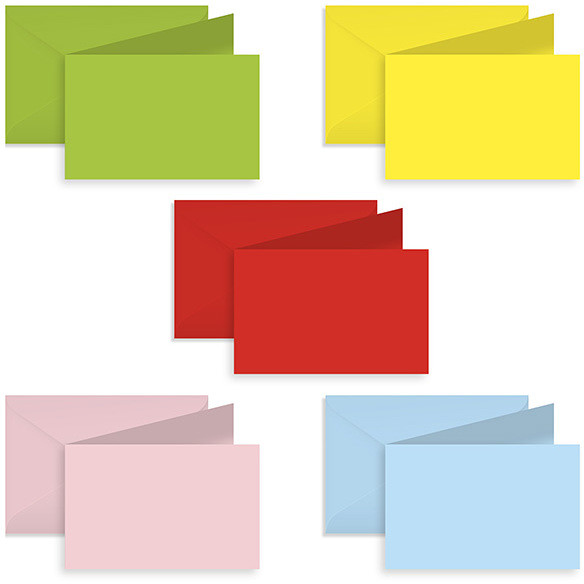 BIGLIETTI MESSAGGI COLORATI 8X5 CON BUSTA ASSORT.