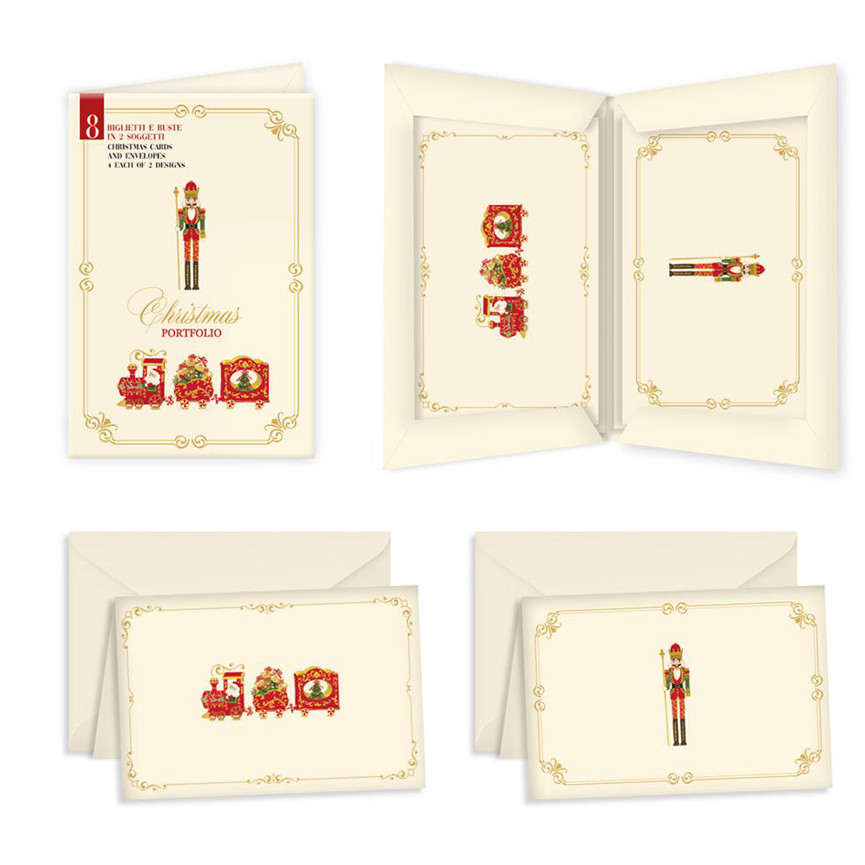 BIGLIETTI NATALE 9X14 PORTFOLIO 2 SOGGETTI 8PZ