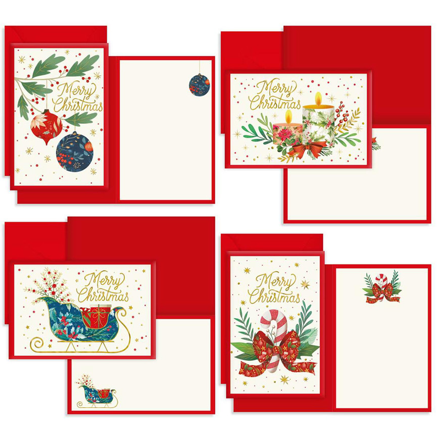 BIGLIETTI NATALE CON PATTERN NATALIZIO 4 SOGGETTI