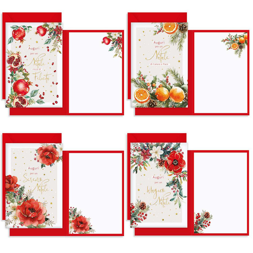 BIGLIETTI NATALE FRUTTA E FIORI