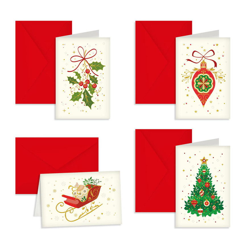 BIGLIETTI NATALE HOLIDAY ICONS 4 SOGGETTI ASSORT.