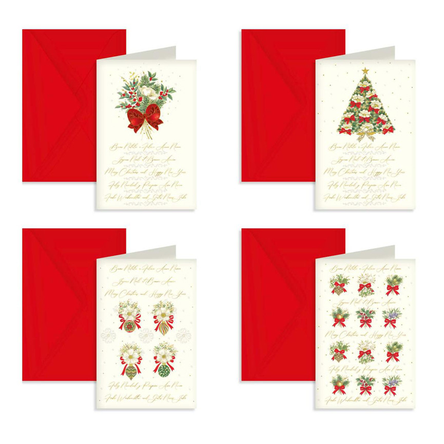 BIGLIETTI NATALE MULTILINGUE FLOREALE 4 SOGGETTI
