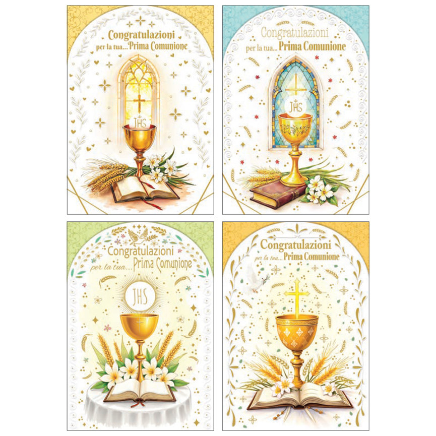 BIGLIETTI PRIMA COMUNIONE CALICI FE10210PC