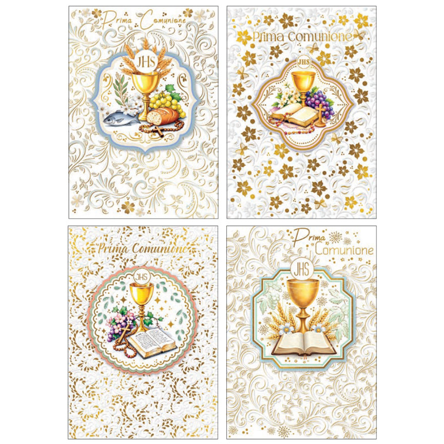 BIGLIETTI PRIMA COMUNIONE CALICI FE10230PC