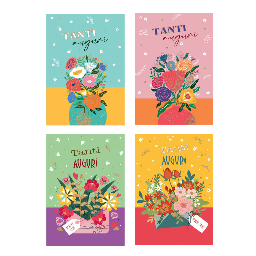 BIGLIETTI TANTI AUGURI FLOREALE