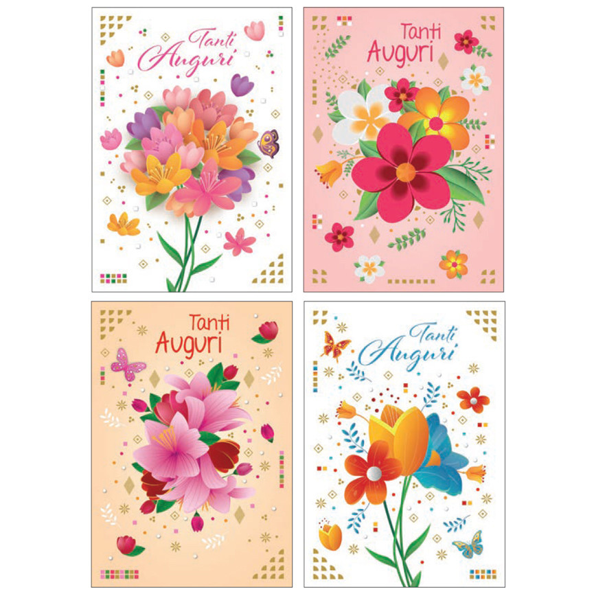 BIGLIETTI TANTI AUGURI FLOREALI FEMMINILI
