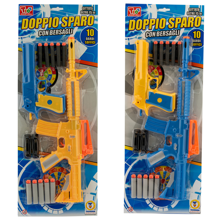 BLISTER MITRA E PISTOLA CON 10 DARDI 2COL.66898