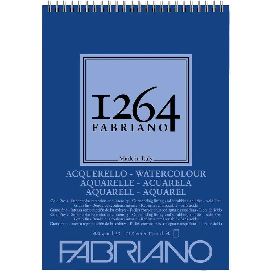 BLOCCO 1264 ACQUERELLO SPIRALATO A3 300GR 30FG