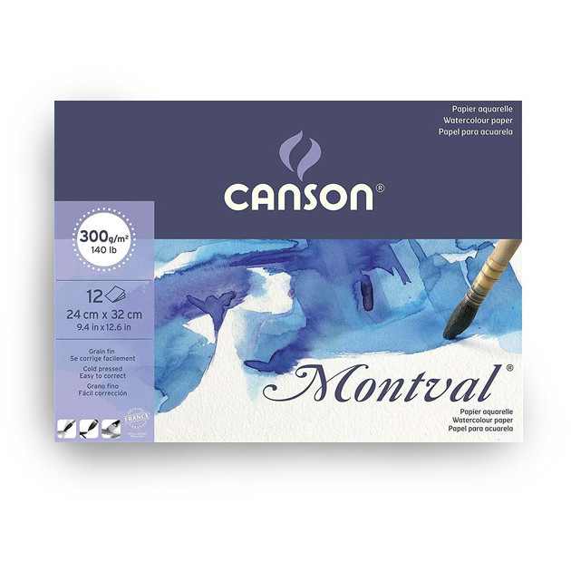 BLOCCO ACQUERELLO 24X32 300GR 12FG MONTVAL GR.FINEMONTVAL