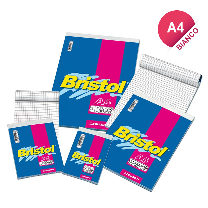 BLOCCO BRISTOL A4 60F BIANCO 10PZ