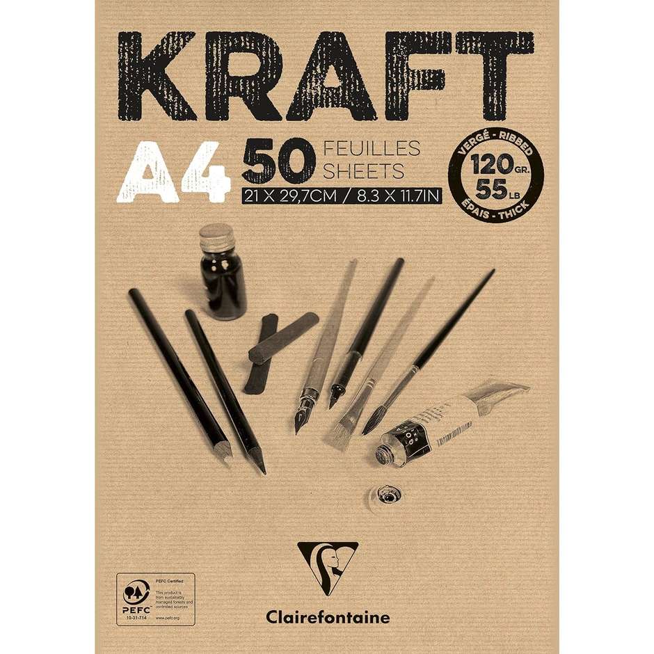 BLOCCO KRAFT COLLATO A4 120GR 50FG