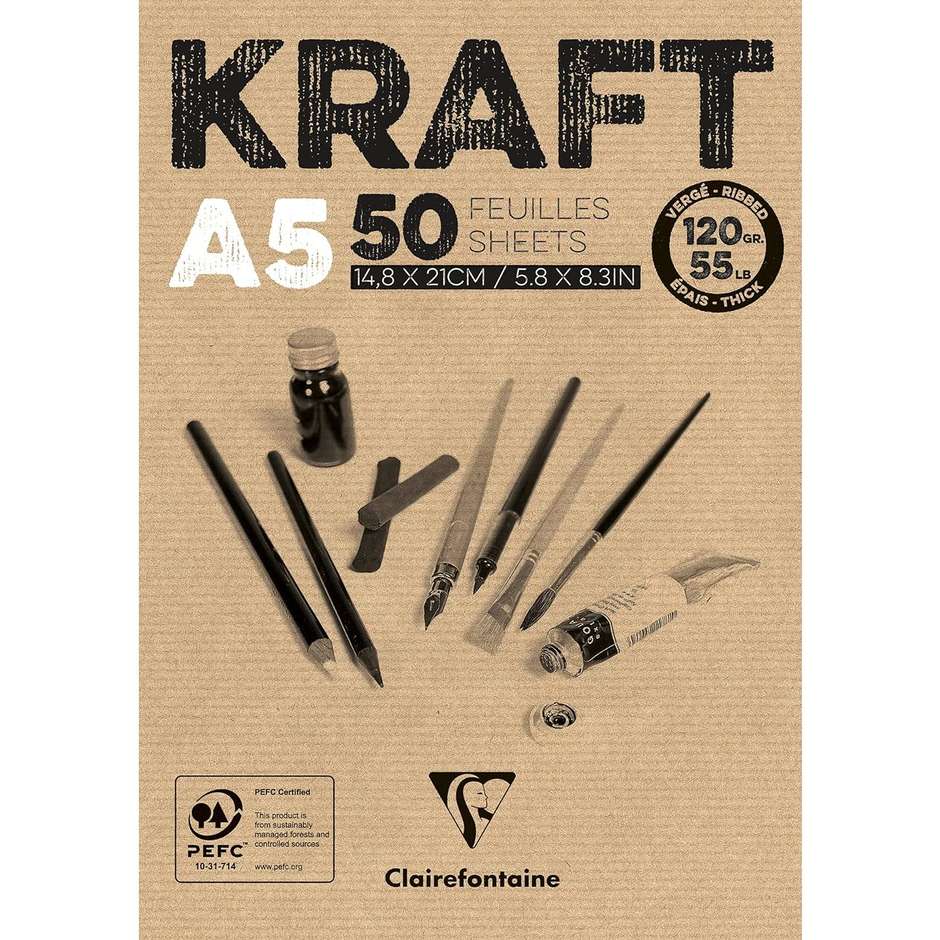 BLOCCO KRAFT COLLATO A5 120GR 50FG