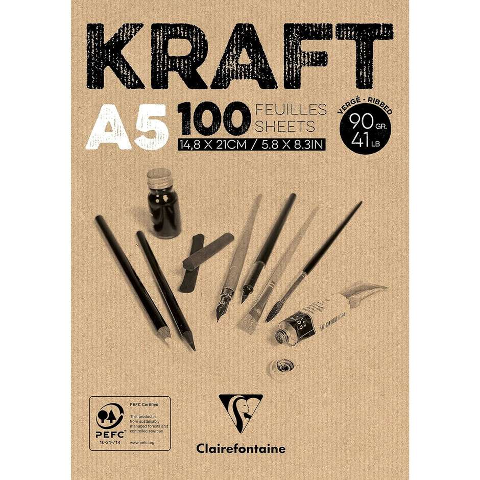 BLOCCO KRAFT COLLATO A5 90GR 100FG