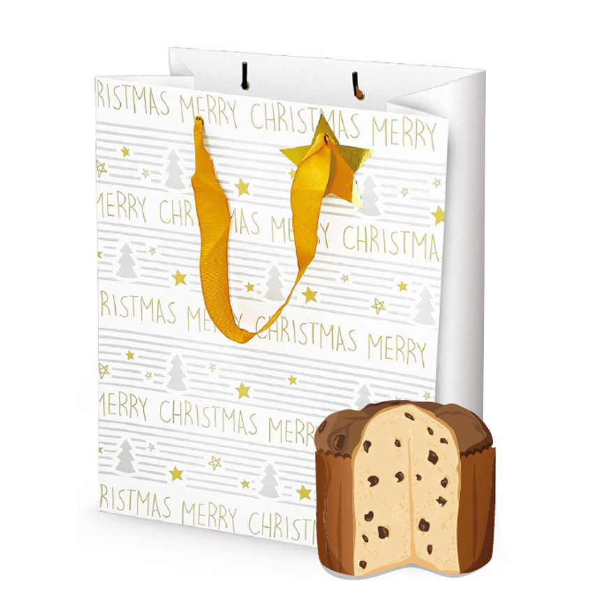 BORSE CARTA NATALE PANETTONE 26XH26+35 82152