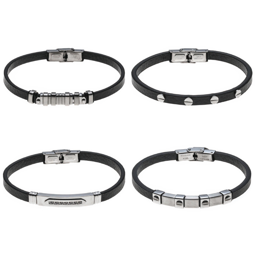BRACCIALE UOMO NAAR3434 ECOPELLE E ACCIAIO