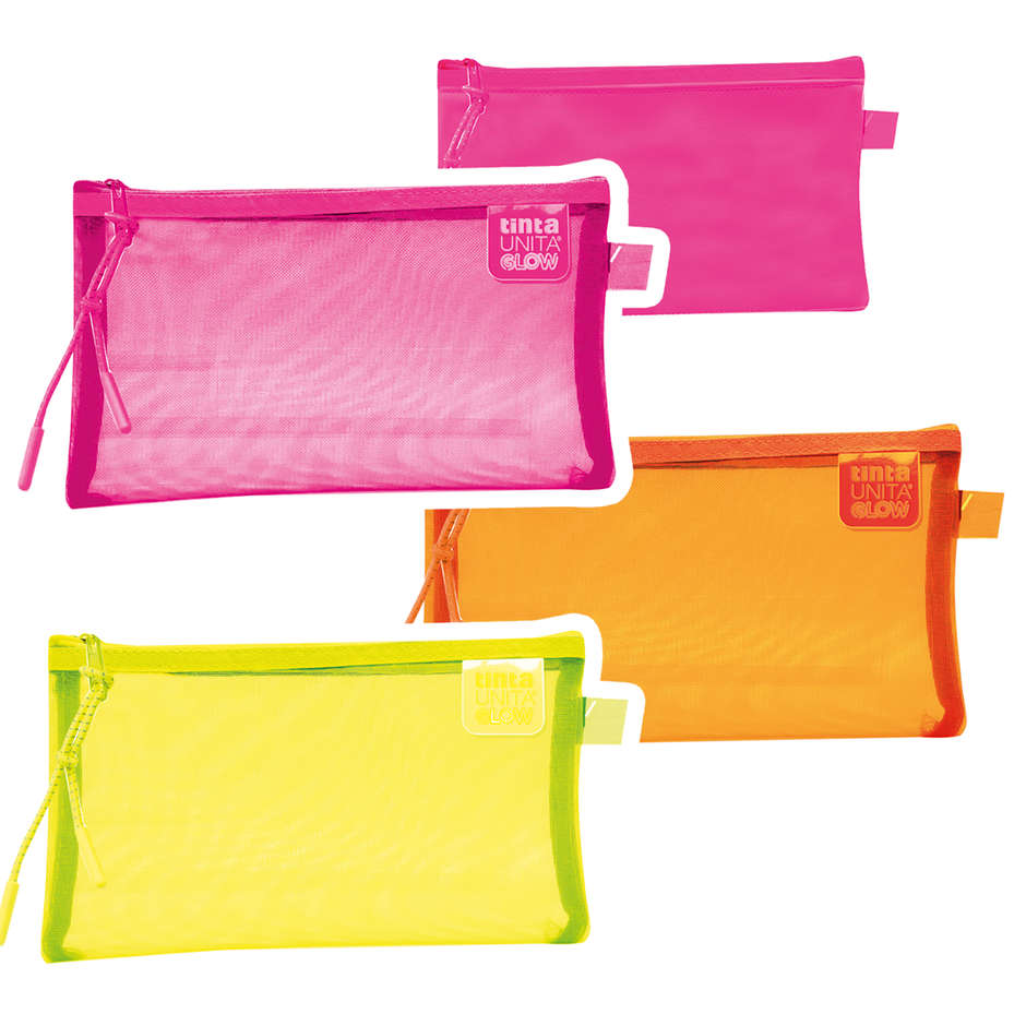 BUSTA PIATTA CON RETE E ZIP 22X14 T.UNITA GLOW