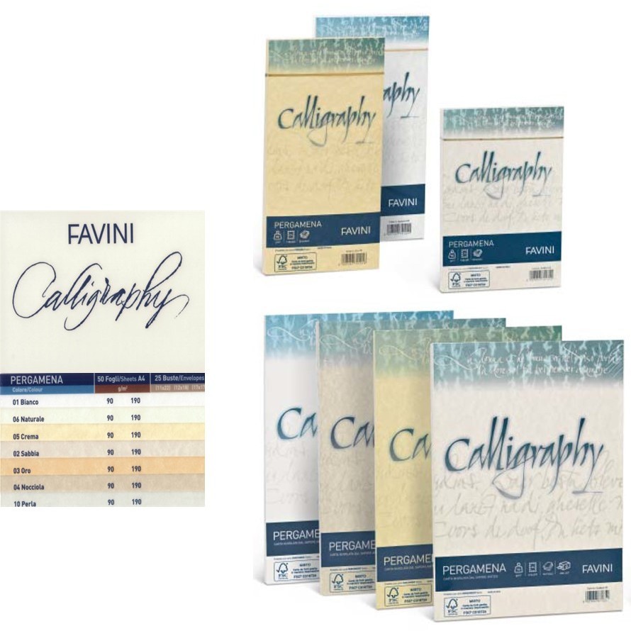 BUSTE CALLIGRAFY PERGAMENA 25BS 11X22 ORO