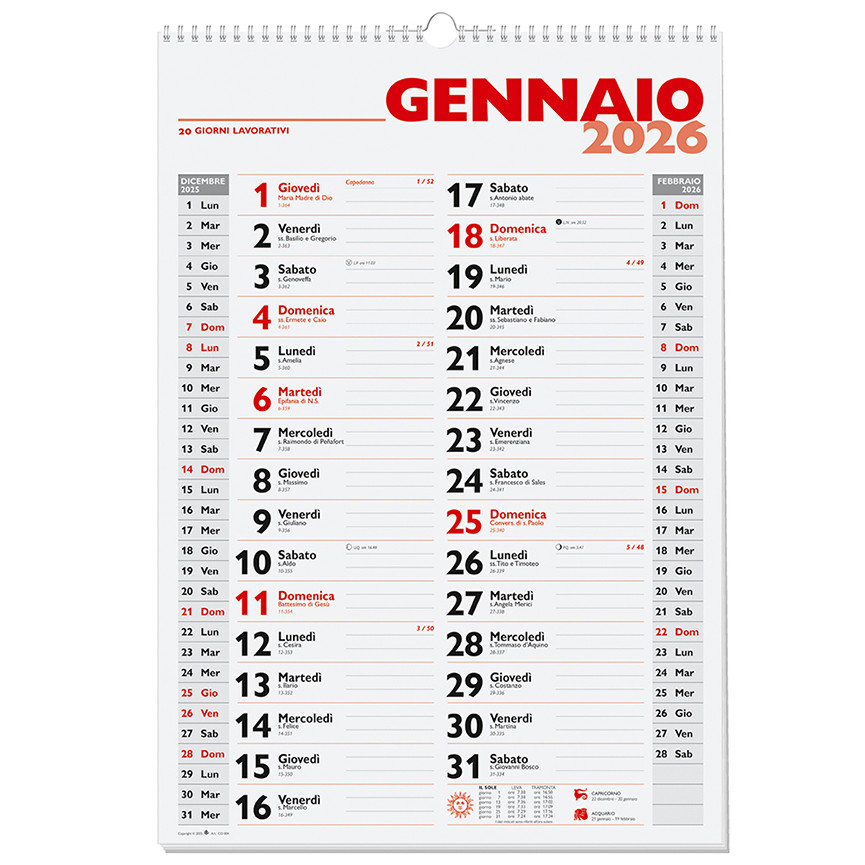 CALENDARIO 2026 OLANDESE C0004 34X49 CON SPIRALE