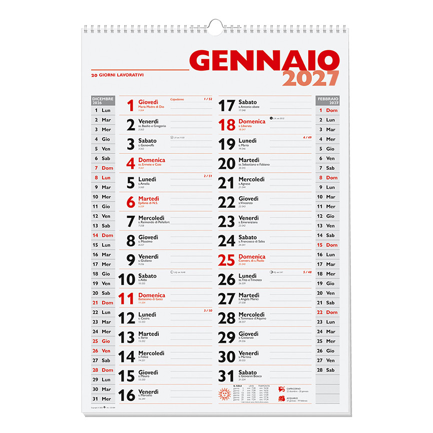 CALENDARIO 2027 OLANDESE C0004 34X49 CON SPIRALE