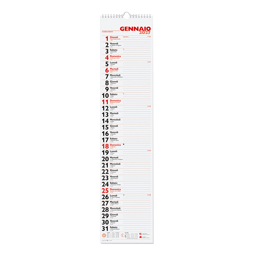 CALENDARIO 2027 OLANDESE C0005 16X69 CON SPIRALE