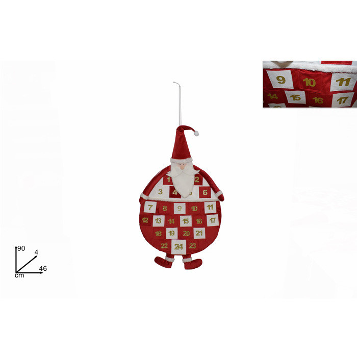 CALENDARIO AVVENTO VELLUTO BABBO NATALE 46XH90CM