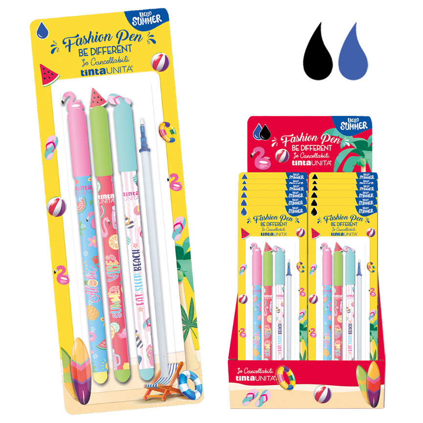 CANCELLABILI T.UNITA BEACH 3SFERE+1REFILL BLU/NERO