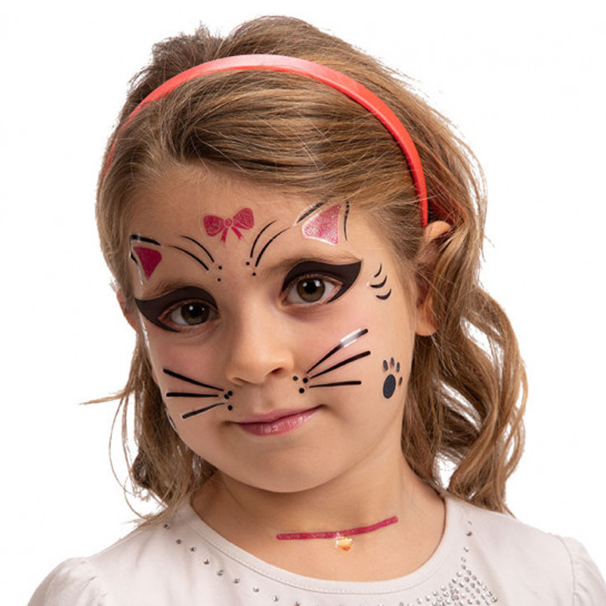 CARTELLA DECORAZIONI ADESIVE VISO GATTINA 09390
