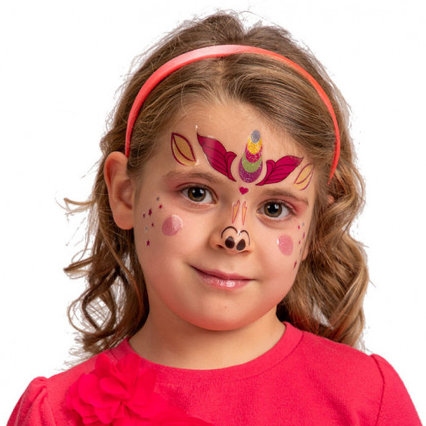 CARTELLA DECORAZIONI ADESIVE VISO UNICORNO 09389