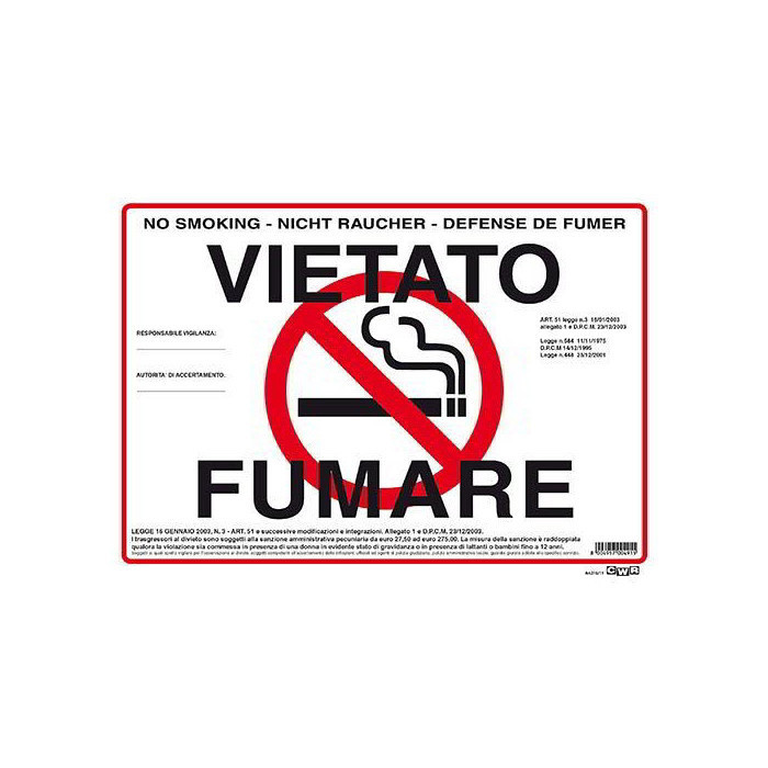 CARTELLO "VIETATO FUMARE" 12X17 06717