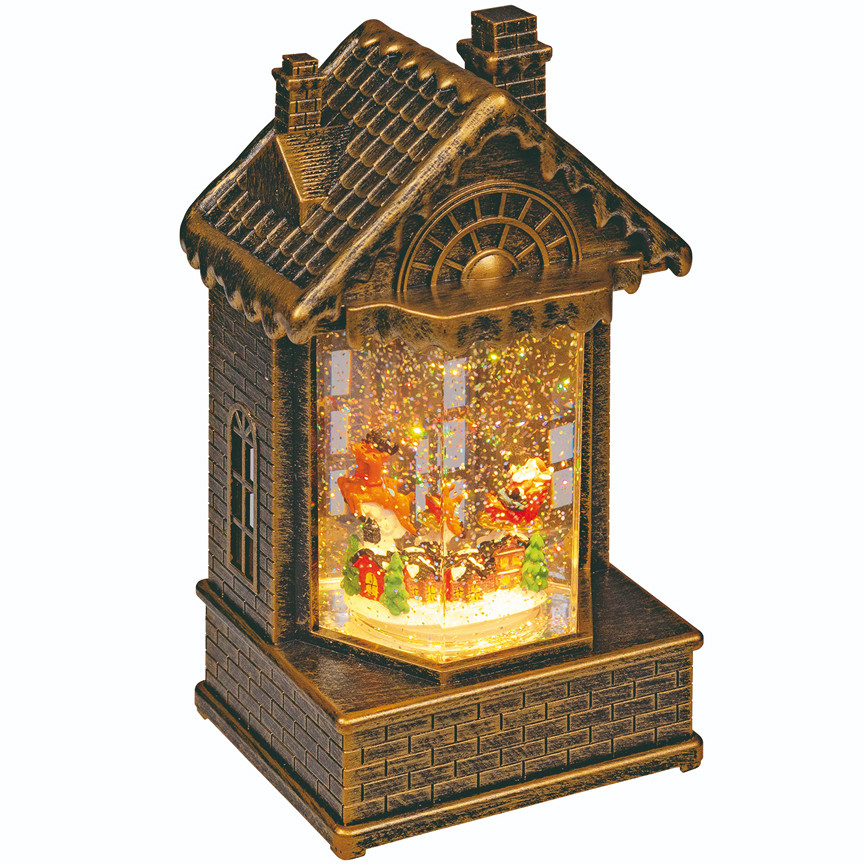 CASETTA BRUNITA C/GLIT.LED MUSIC.BAT.H19,5CM 79502