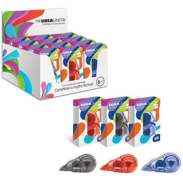 CORRETTORE NASTRO TINTA UNITA 8MT RUNNER 3 COLORI