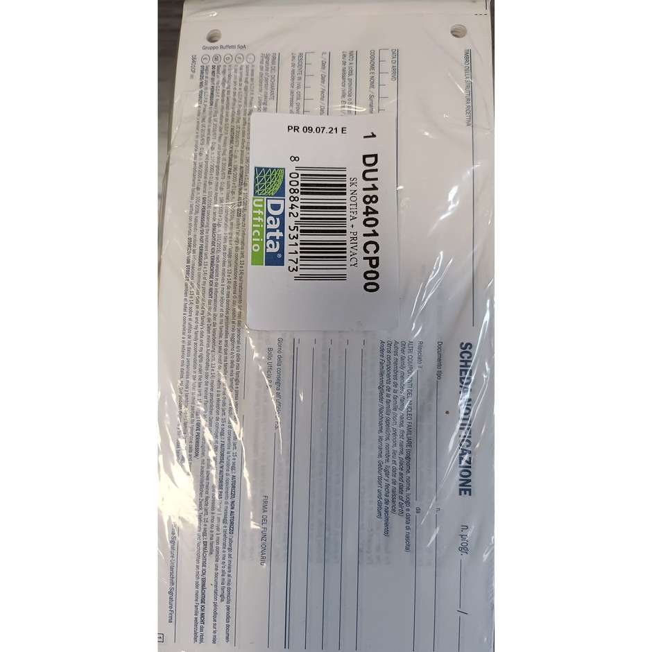 DATA 18401CP0 SCHEDE NOTIFICAZIONE PERSONE ALLOGGIATE 2 COPIE